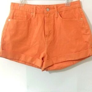 WILD FABLE PUMPKIN ORANGE ROLL CUFF DENIM SHORTS SIZE 14 NWOT